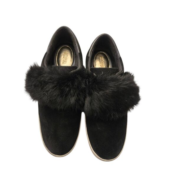 Michael Michael Kors Maven Women's Size 8.5M Black Rabbit Fur Velcro Sneaker - Picture 1 of 9